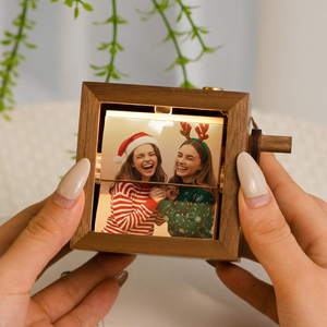 Personalized Wooden Photo Flip Box – Custom Memory Gift for Couples & Special Moments