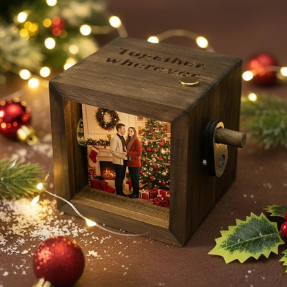Personalized Wooden Photo Flip Box – Custom Memory Gift for Couples & Special Moments
